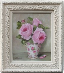 ORIGINAL Painting - Roses in a China Vase - FREE postage Australia wide