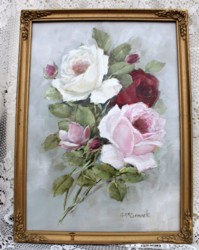 Original Painting - Vintage Roses - FREE POSTAGE Australia wide