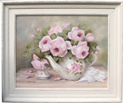 Original Painting - Roses in a Tea Pot - Postage is included in the price Australia wide