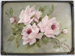 Original Painting - Rose Study in a Vintage Frame - FREE POSTAGE Australia wide