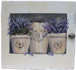 Original Painting on Old Cupboard door - Potted Lavender - Postage is included Australia wide