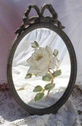 Hand Painted Rose on Vintage Mirror - Postage is included Australia Wide
