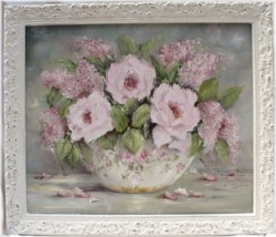 Original Painting - Bowl of Roses & Lilacs - Postage is included Australia wide