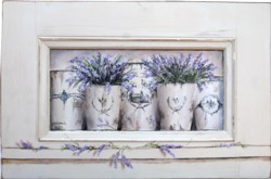 Original Painting on a rescued door panel - French Pots of Lavender - Postage is included Australia wide