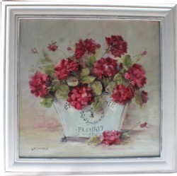 Original Painting - "Geraniums in a French Container" - Postage is included Australia wide