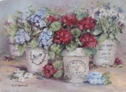 Original Painting on Canvas -"Potted Blooms" - Postage is included Australia Wide