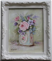 Original Painting - Flowers in a Vintage Tin - Postage is included in the price Australia wide