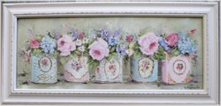 Original Painting - Flowers in Vintage Tins - Postage is included Australia wide