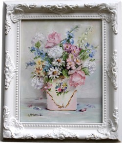 Original Painting - Flower Arrangement in an Old Tin - Postage is included in the price Australia wide