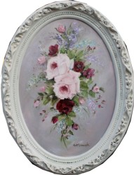 Original Painting - Oval Flower Arrangement - Postage is included in the price Australia wide