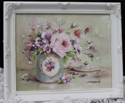 Original Painting - Vintage Tin & Flowers - Postage is included in the price Australia wide