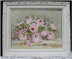 Original Painting - Vintage Tins & Flowers Arrangement - Postage is included in the price Australia wide