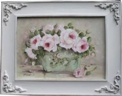 Original Painting - Roses in a Tin Planter - Postage is included in the price Australia wide