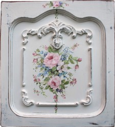 Original Painting on a rescued cupboard door - Vintage Inspired Flowers - Postage is included Australia wide