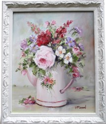 Original Painting - Flowers in a Pink Enamel Pot - Postage is included in the price Australia wide
