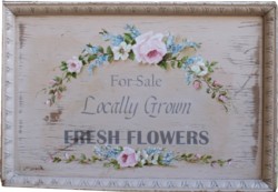 Original Painting on a Vintage Tray - Flowers for Sale - Postage is included in the price Australia wide
