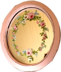 Hand Painted Flowers on a Pink Mirror - Postage is included Australia Wide