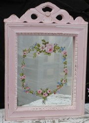 Hand Painted Flower design on a Pink Mirror - Postage is included Australia Wide