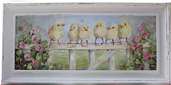 Original Painting - Little Chickies all in a row - Postage is included in the price Australia wide
