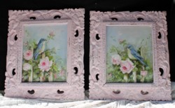 Pair of Original Paintings - Birds on Picket Fence - Postage is included in the price Australia wide