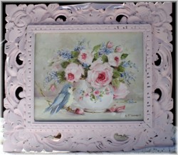 Original Painting - Bird and Flower Arrangement - Postage is included in the price Australia wide