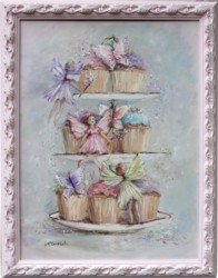 Original Painting - Cup Cake Fairies - Postage is included in the price Australia wide