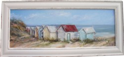 SOLD-Original Painting - Beach Huts - Postage is included in the price Australia wide