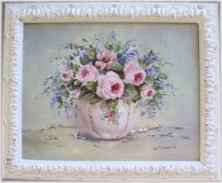 Original Painting - Pink Bowl of Flowers - Postage is included in the price Australia wide