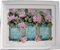Mixed Media/Original Painting - Mason Jars & Flowers - SOLD out