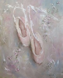 Original Painting on Canvas - Vintage Ballet Shoes - Postage is included Australia Wide