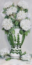Original Painting on Panel - Hydrangeas In Green & White - free postage Australia wide