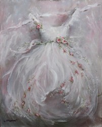 Original Painting on Canvas - Gown and Roses - Postage is included Australia Wide