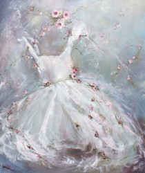 Original Painting on Canvas - Tutu and floating Roses - Postage is included Australia Wide