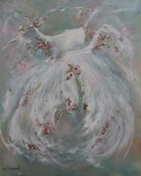Original Painting on Canvas - Gown and Flowers - Postage is included Australia Wide