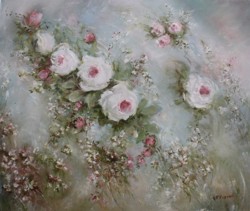 Original Painting on Canvas - Romantic Roses - Postage is included Australia Wide