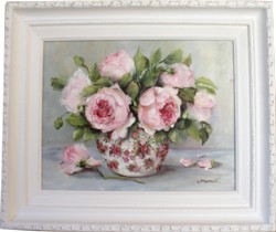 Original Painting - Roses in a Chintz Vase - Postage is included in the price Australia wide