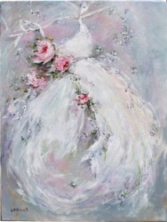 Original Painting on Canvas - Dancing Gown & Roses - Postage is included Australia Wide