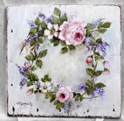 Original Painting on an Old Timber Panel - Flowers - special price shipping included to the UK