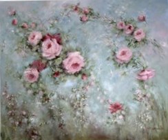 Original Painting on Canvas - Floating Romantic Roses - Postage is included Australia Wide