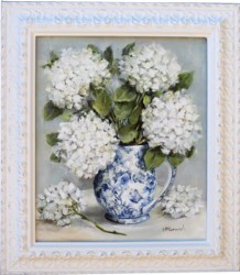 Original Painting - White Autumn Hydrangeas - Postage is included in the price Australia wide