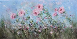 Original Painting on Canvas - Roses and Wild Flowers in the Wind - Postage is included Australia Wide