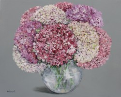 Original Painting on Panel - Shades of Pink Hydrangeas - postage included Australia wide