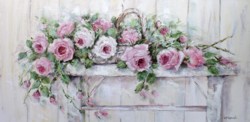 Original Painting on Canvas - Roses on an Old Stool - Postage is included Australia Wide
