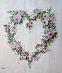 Original Painting on Canvas - Rose Heart Wreath - Postage is included Australia Wide