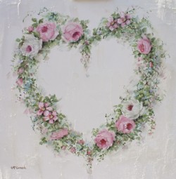 Original Painting on Canvas - Floral Heart Wreath - Postage is included Australia Wide