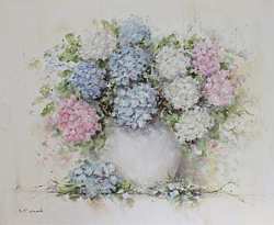 Original Painting on Canvas - Mixed Hydrangeas - Postage is included Australia Wide