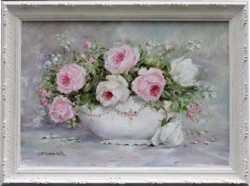 Original Painting - Pink & Cream Roses - Postage is included Australia Wide