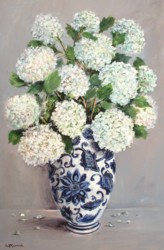 Original Painting on Panel - Snowballs in Blue & White Vase - Postage included Australia wide