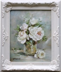 Original Painting - Blooming White Roses - Postage is included Australia Wide