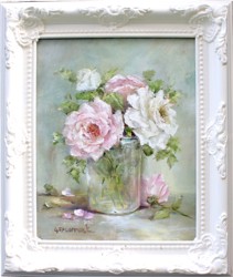 Original Painting - IceBerg & Heaven Scent Roses - Postage is included Australia Wide